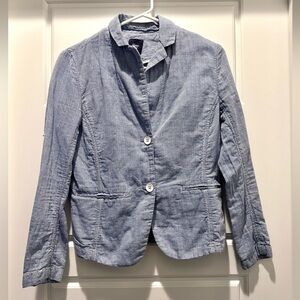 Gap‎ Women's Cotton Blue White Striped Blazer Size 0 Career Business Casual